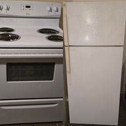 FREE DELIVERY WHITE GE REFRIGERATOR & ELECTRIC STOVE WORKS GREAT 