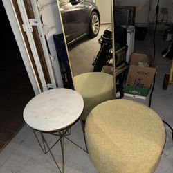 Moving! Selling Asap! Mirror, Marble table, Ottoman, Headboard