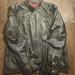 Affliction Leather Jacket Cross Limited Edition Size L