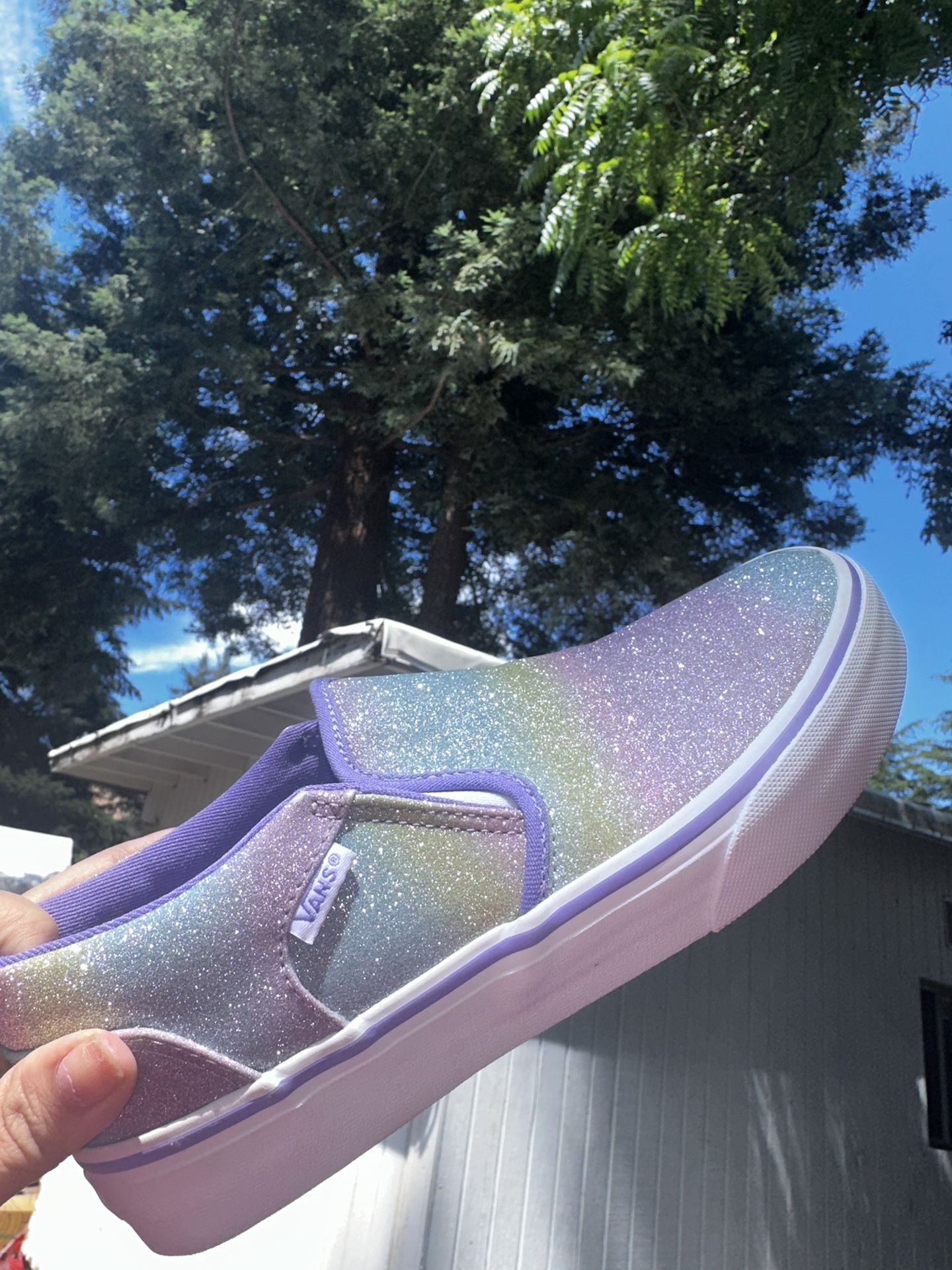 Sparkle Glitter Vans Youth Slip Ons