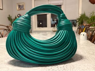 Viral Emerald Green Knotted Cord Noodle Bag-Vegan Leather