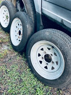 Tires and wheels 4.80-12” There are three tires, one is galvanized