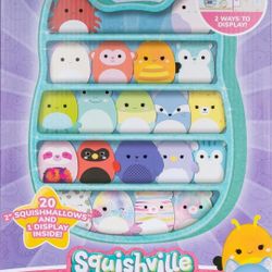 Squishville by Original Squishmallows Play and Display Storage - Twenty 2-inch Plush Included with 4 Exclusives - Hang or Stand Display Case
