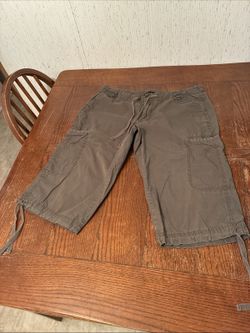 Calvin Klein Cargo Capri Pants Women’s 12 Green Y2K Utility Casual Drawstrings
