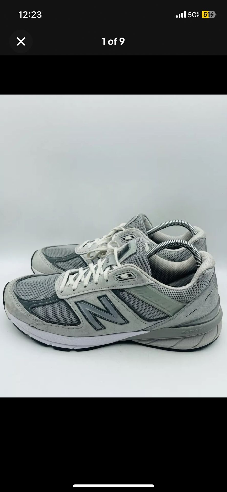 New Balance 990v5 Mens Size 10 D Running Shoes M990GL5 Gray White USA