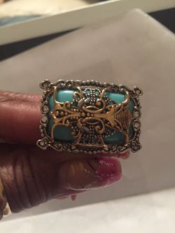 Turquoise and white Zircon ring size 7