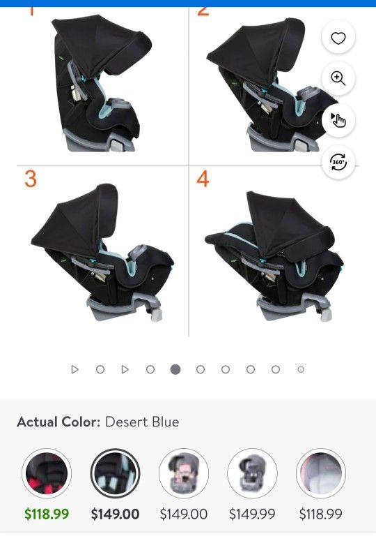 4 In 1 Car Seat With Canopy (New In Box)