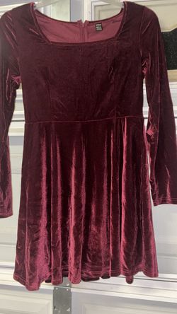 Burgundy Velvet Skater Dress
