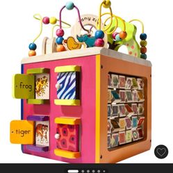 Toddler Baby Wood Activity Cube - Zaney Zoo