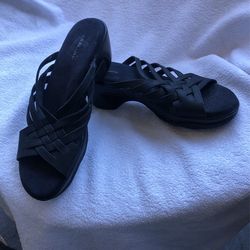 G.H.Bass & Co. Myra Black Woven Leather Sandals Sz. 11