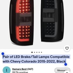 Pair of LED Brake/Tail Lamps Compatible with Chevy Colorado 2015-2022, Black
