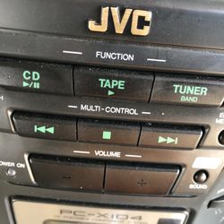 VINTAGE JVC PC-X104BK PORTABLE BOOMBOX CD, FM, AM, CASSETTE PLAYER w/ REMOTE ***