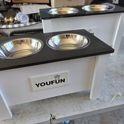 New Raised Dog Bowl with storage. For medium and large dogs! 2 sizes available. $40 each!