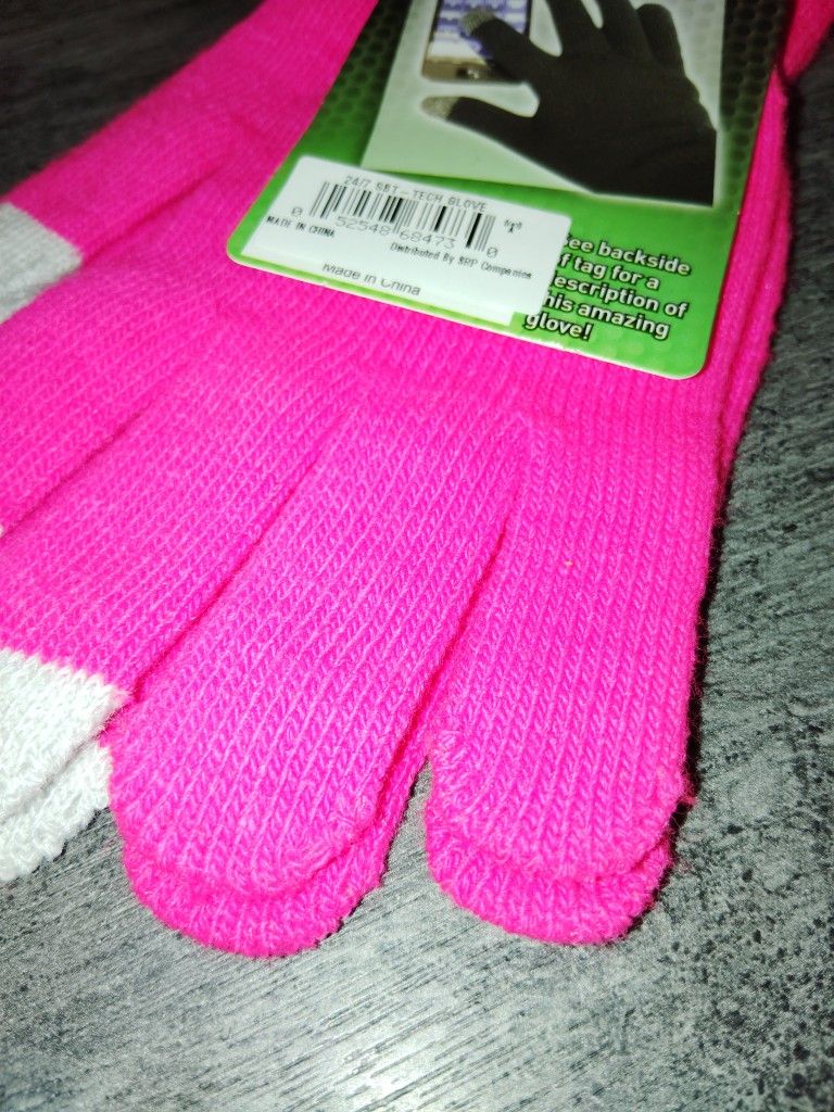 Hot Pink Gloves, Screen Touch NEW