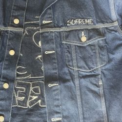 Supreme X Smurf Denim Trucker Jacket Blue