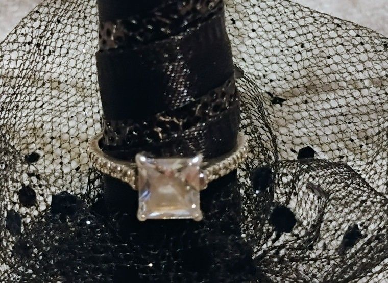 Sterling Silver, CZ, Size 8, Engagement/Promise Ring