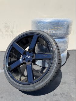 19 inch 5x100 black wheels with tires brand new