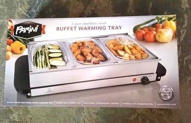 Parini 3-Pan Buffet Stainless Steel Warming Tray I can deliver