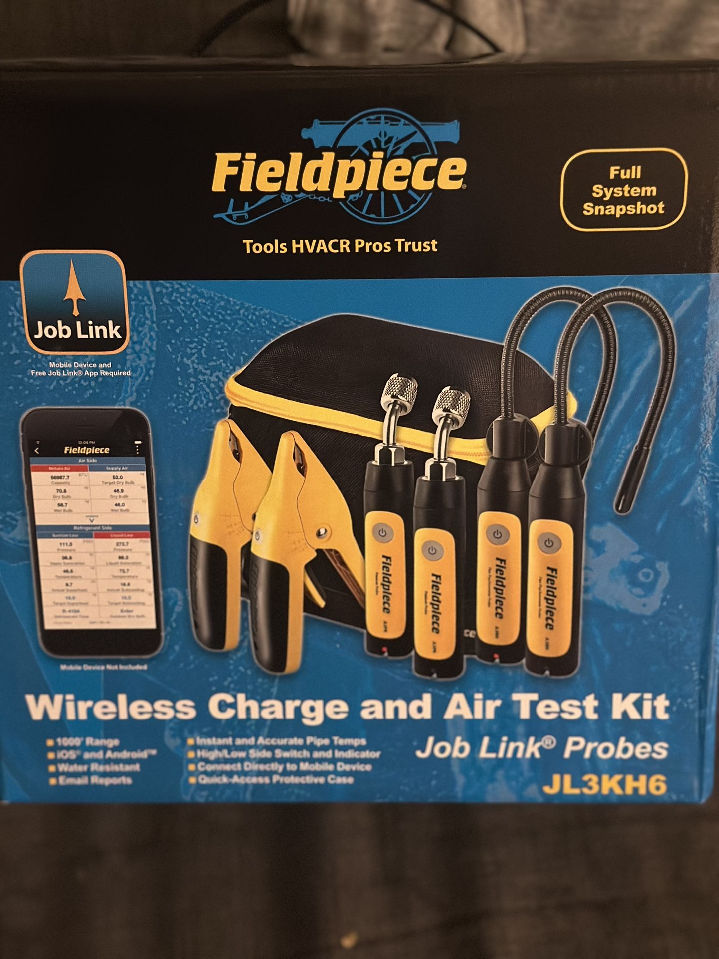 Fieldpiece wireless charge and air test kit job link 