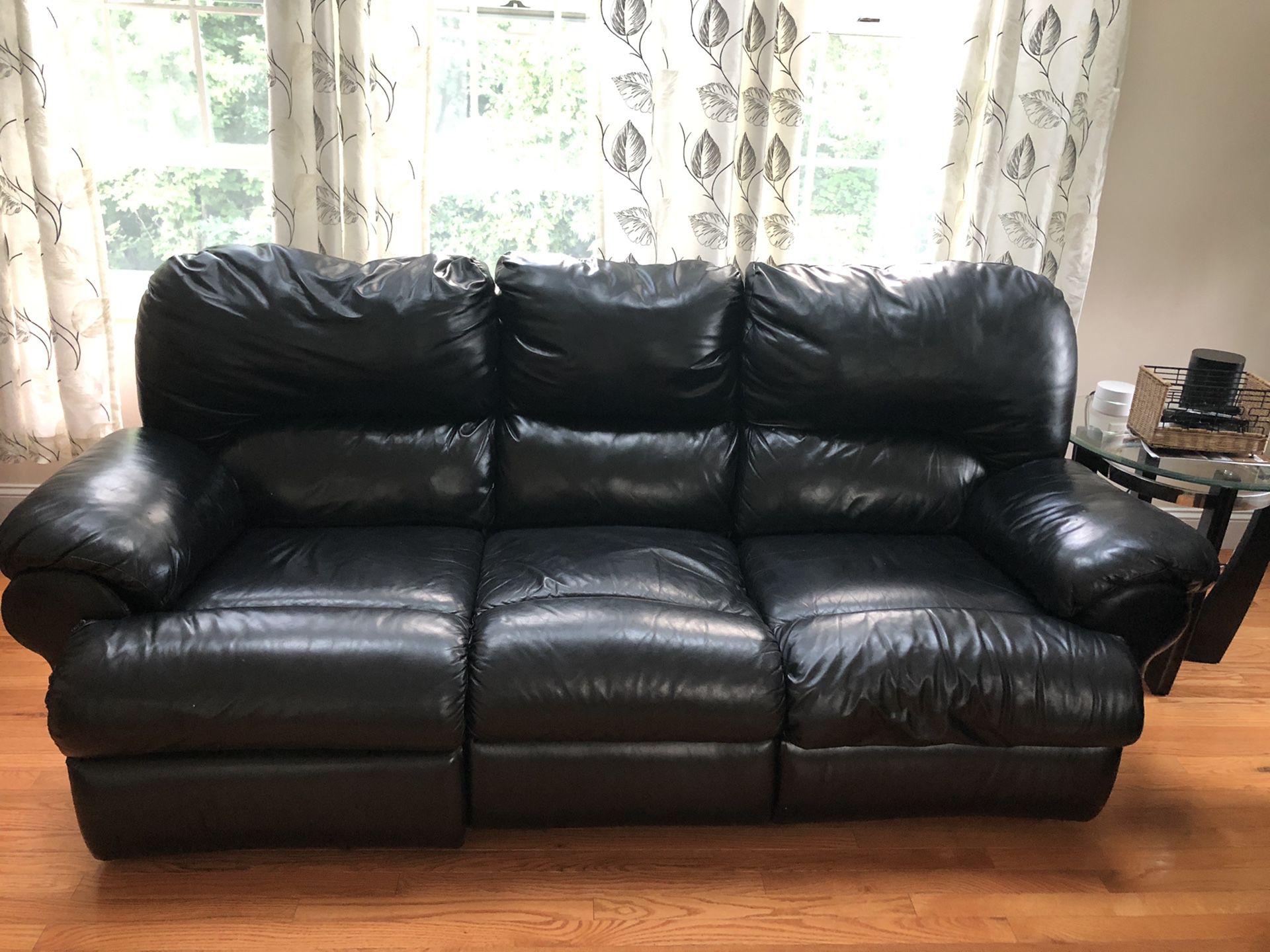 Leather sofa, love seat and chair