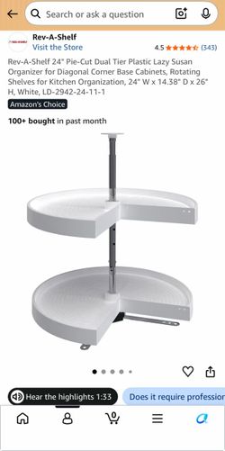 Rev-A-Shelf 24" Pie-Cut Dual Tier Lazy Susan