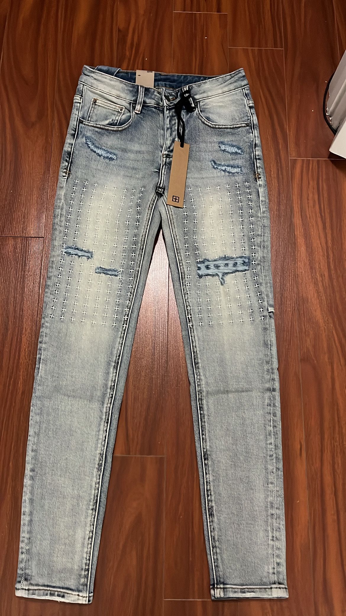 Ksubi Jeans Light Wash Ripped Skinny Jeans Size 28