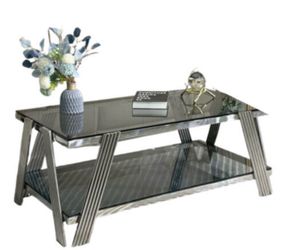 Gum metal & glass coffee table
