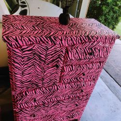 Neon Pink/Blk Zebra Print Dresser W/Matching Nightstands