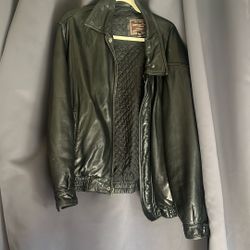 Black Bomber Leather Jacket $50