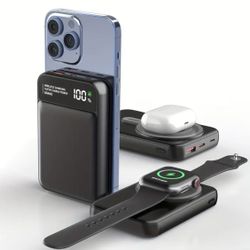 10000mah Magnetic Power Bank Fast Charge Watch Phone White New