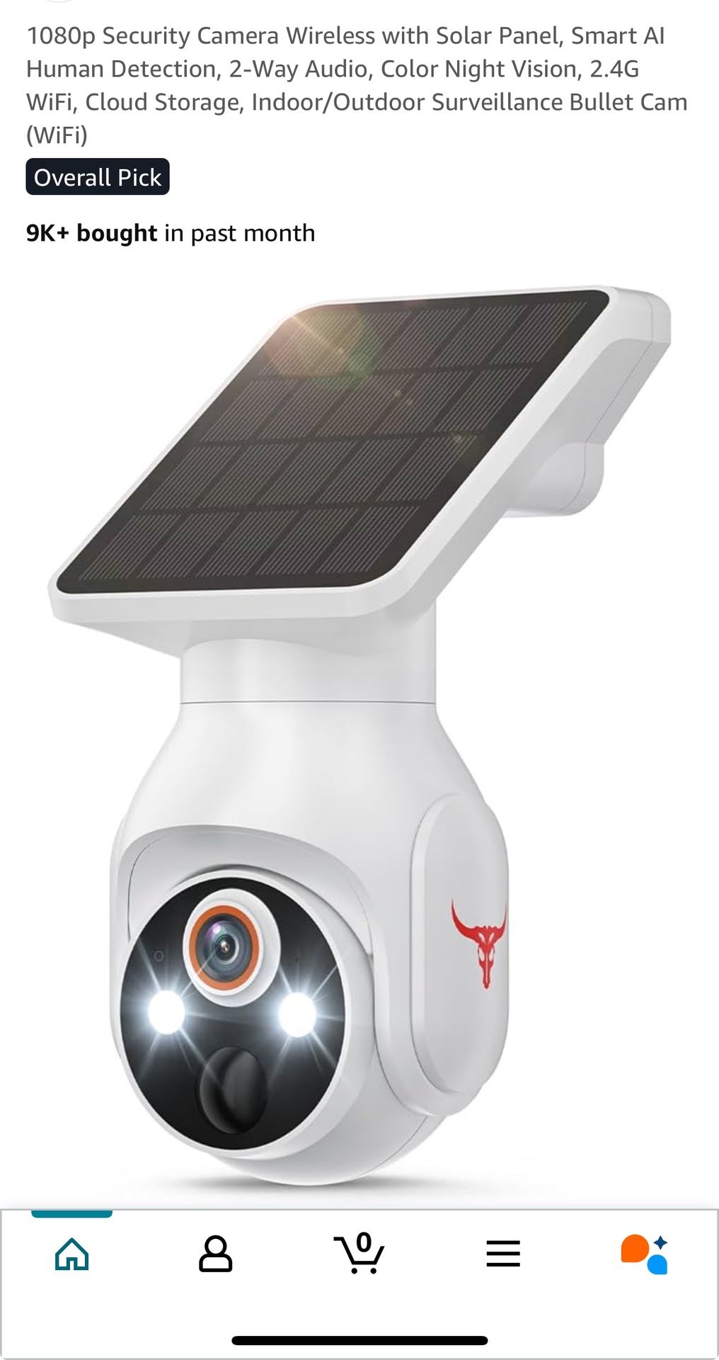 2.4GHz Wi-Fi 1080p Battery camera With Solar Panel