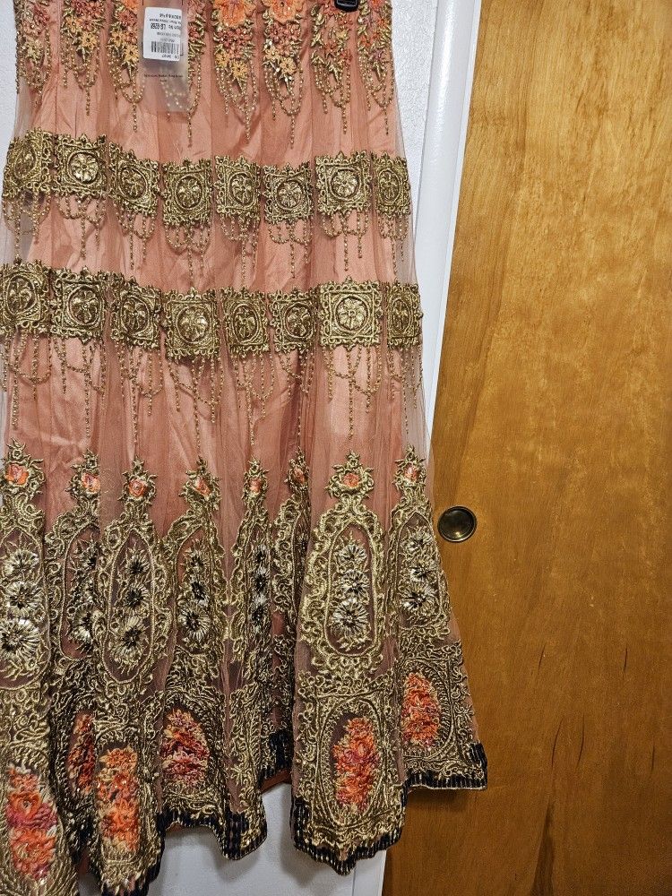 BRAND NEW Peachy Orange Lengha Skirt $250