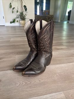 Vintage Dan Post 1970s Brown Leather Western Cowboy Boots Pointed Toe Mens 10