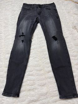 Black Distressed Skinny Jeans Size 30 Waist with Ripped Knees
