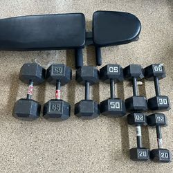 Weight Bench And Weights 