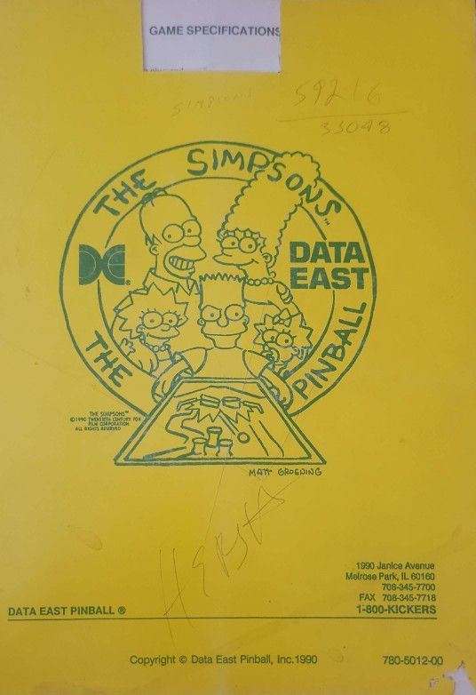 The Simpsons Pinball User Manual (1990)