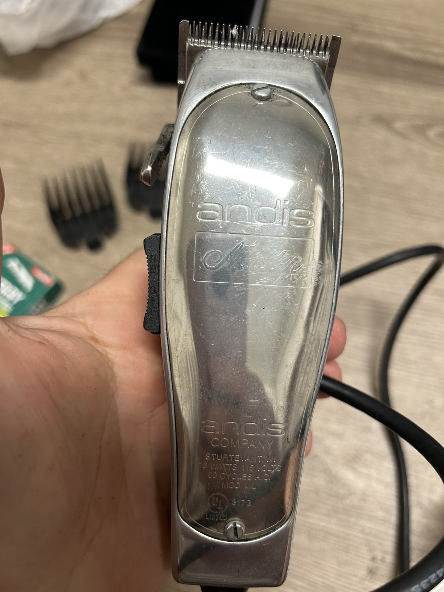 Andis 01557 Professional Master Adjustable Blade Hair Trimmer, Unbreakable Carbon Steel T-Blade - Silver, Chrome, Pack of 1