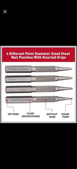 New 4-Piece High Quality Nail Setter Punch and Center Punch Set