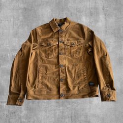 Scotch & Soda Solo Flight 1932 Canvas Trucker Jacket Men Small Tan Brown Cotton
