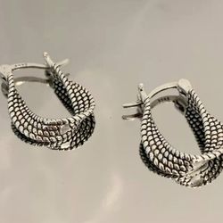 925 Sterling Silver Hoops Earrings Gift