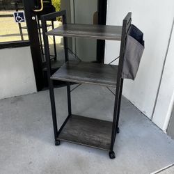 New In Box 3 Tier Rolling 20x14x42 Inch Tall Microwave Stand Printer Shelf With Side Organizer 