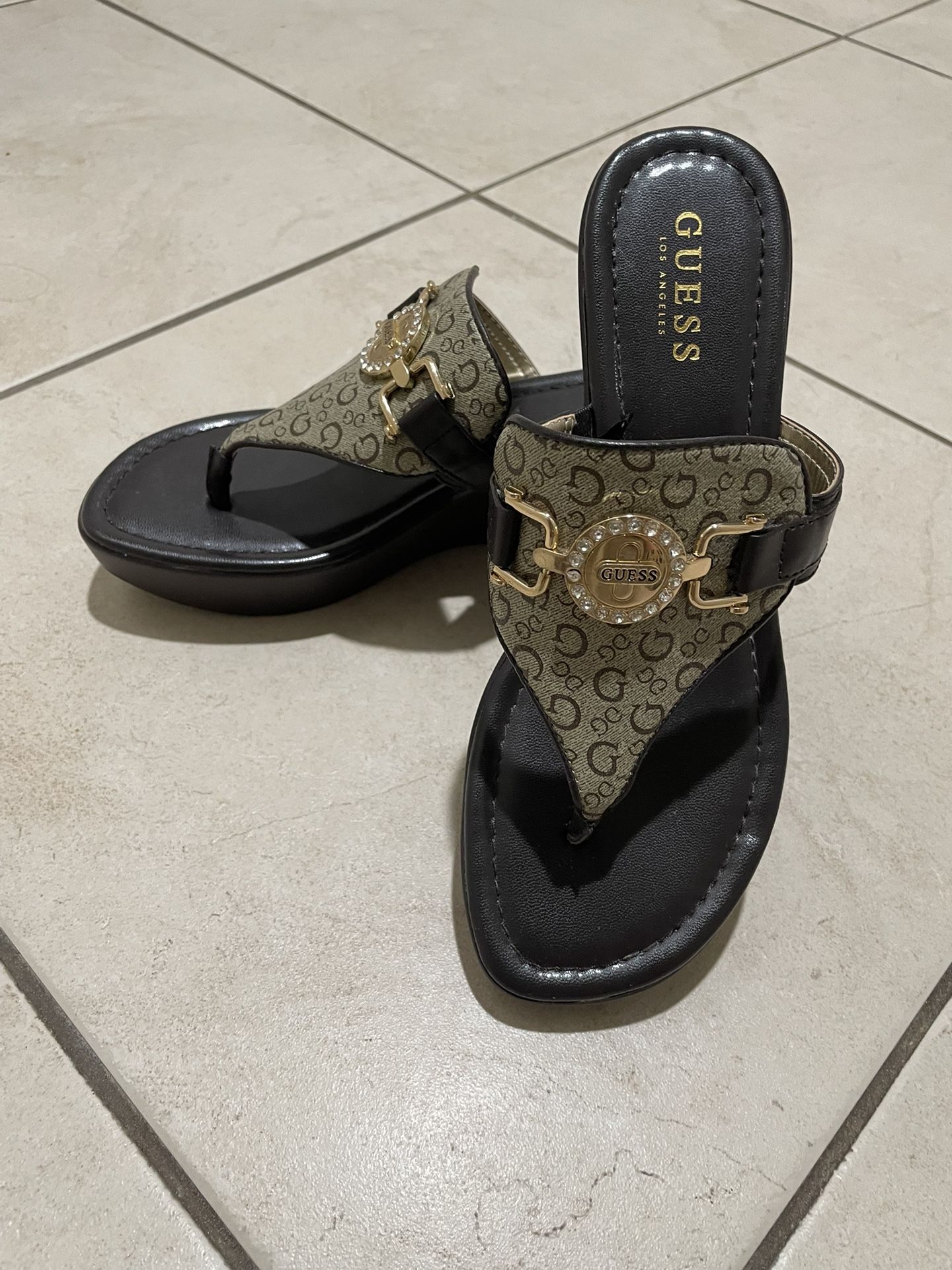 Guess Women’s Wood Platform Wedge Sandals