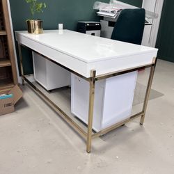 White Computer Desk W/ Side Table 