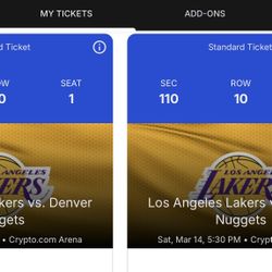 Los Angeles Lakers Vs Denver Nuggets Saturday March 14