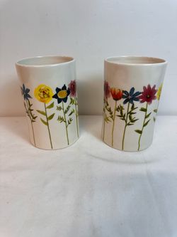 1- Rae Dunn Floral Ceramic Vase