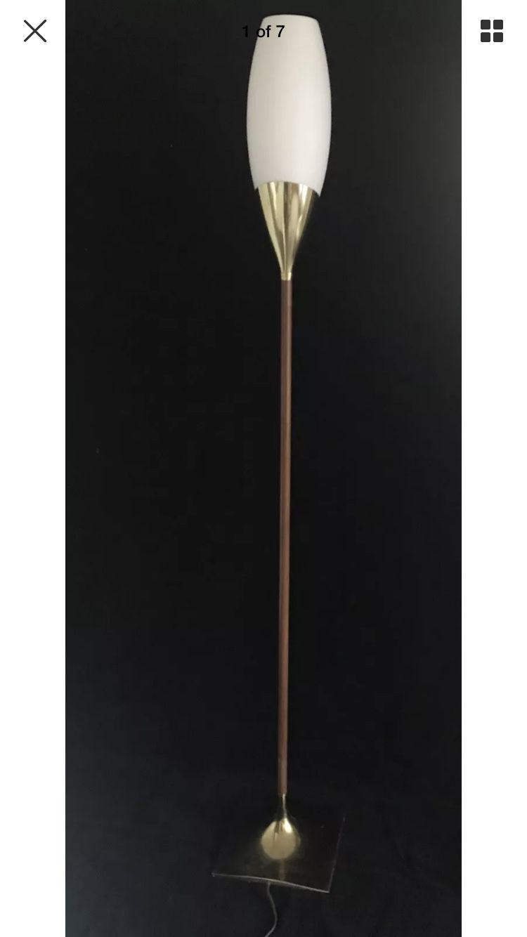 Vintage mid century modern frosted tulip glass torchbearer danish lamp LAUREL