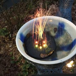 Solar water fountain with lights, Bueatiful At Night