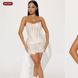 NEW Fashion Nova White Lace Corset Dress Size XL