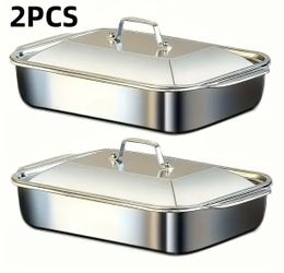 New 2 XL stainless steel pans containers party tray chaffing dish with lids