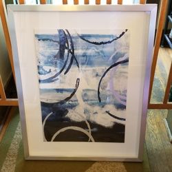 Framed Float Mount Picture Art Print "Silver Blue" 29.5" by 23.5" 